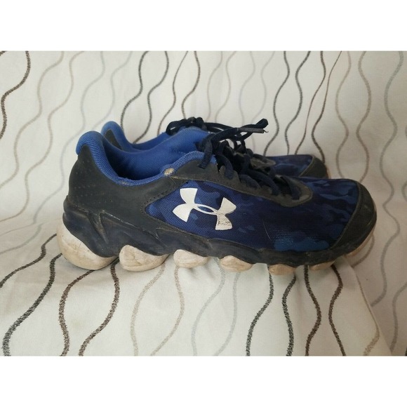 Under Armour Running Shoes Blue Spine Disrupt Camo Sneakers Boys Size 6.5 Youth - Picture 1 of 12